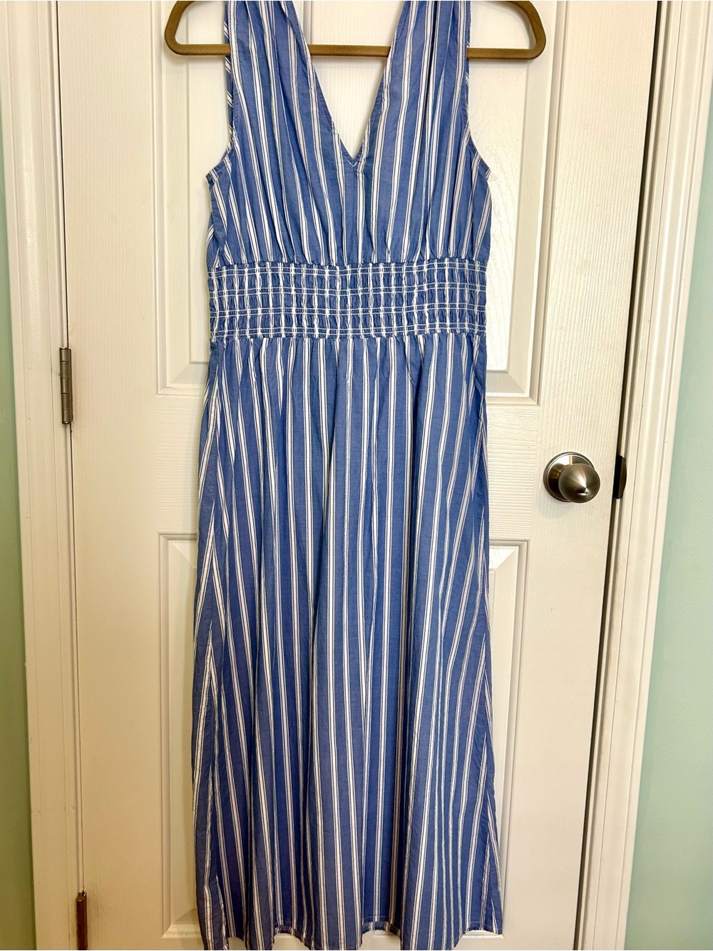 Old Navy Blue and White Striped V-Neck Sundress